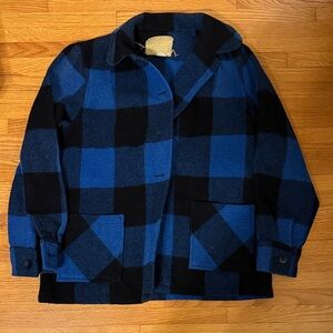 Adult Vintage Bemidji Woolen Mills Blue and Black Checkered Jacket Small Size 36